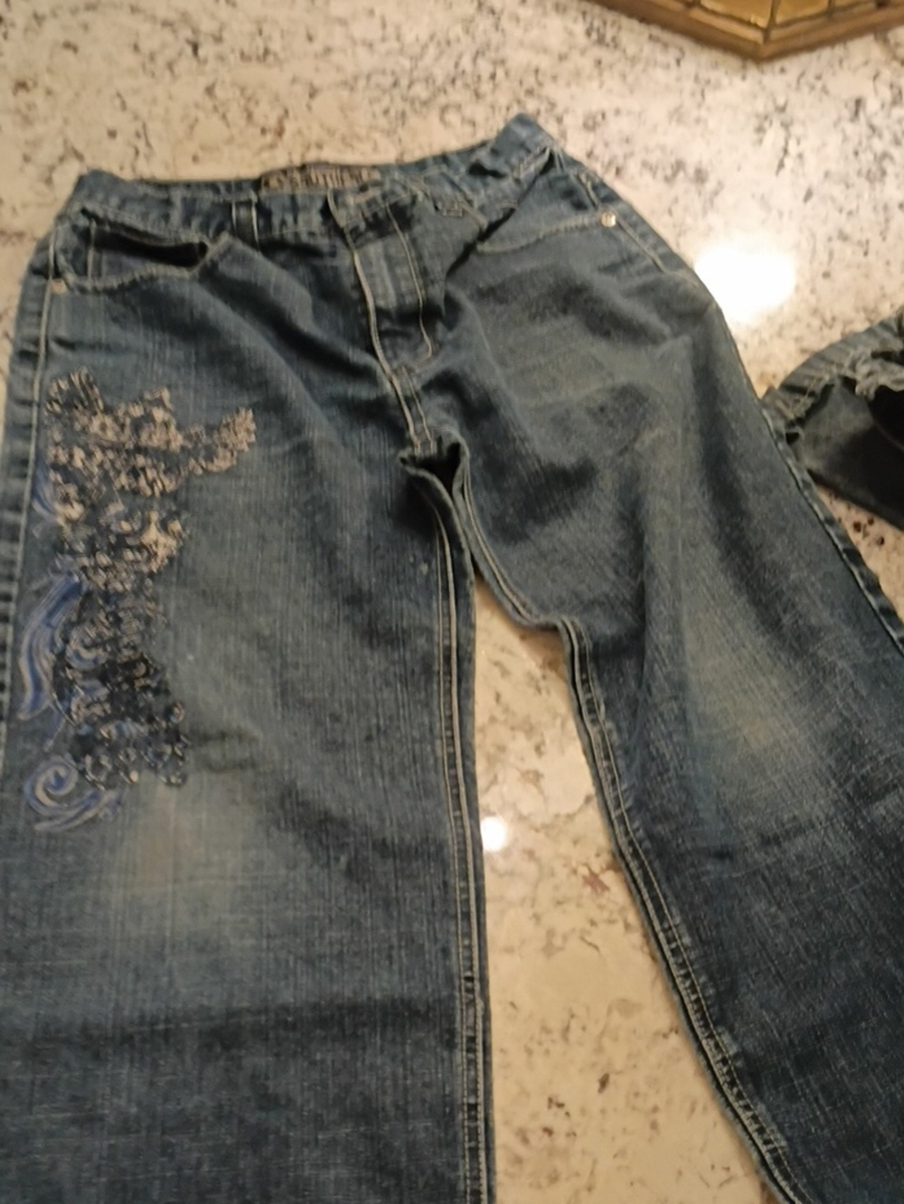 South Pole boys Dark Blue Denim Jeans with Embroidered Leg